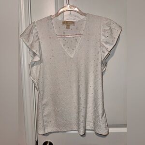Michael Kors Cream Lace Flutter Sleeve Blouse